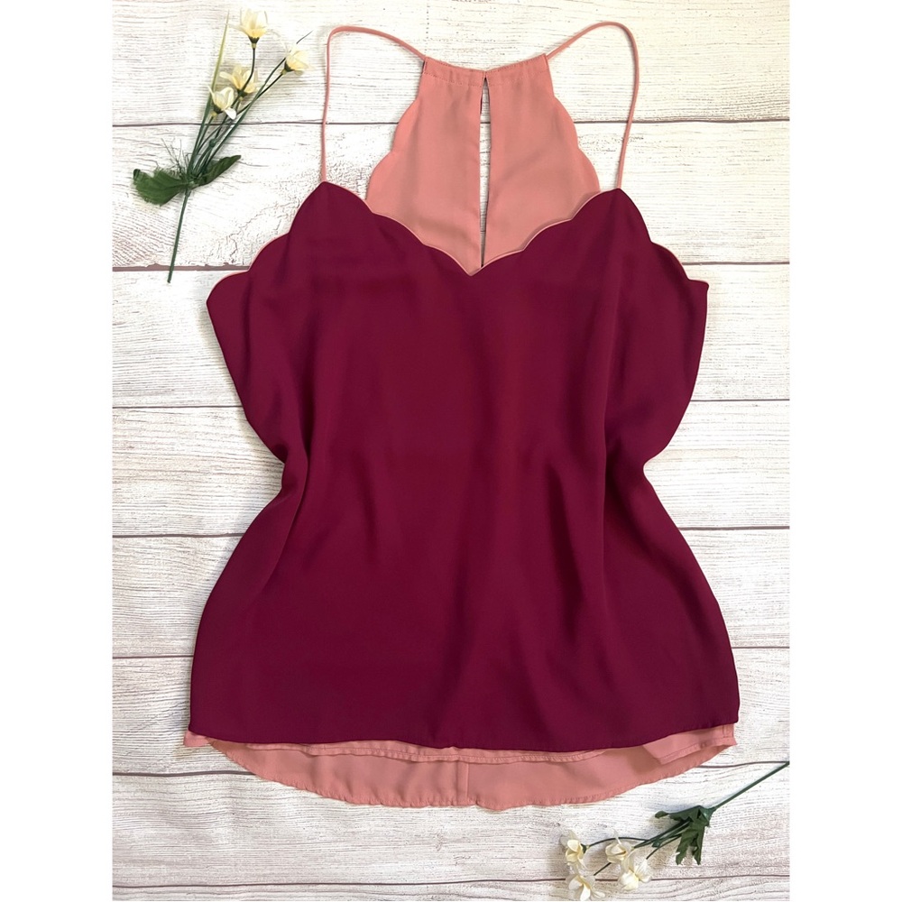 EXPRESS Scalloped Reversible V-Neck Top